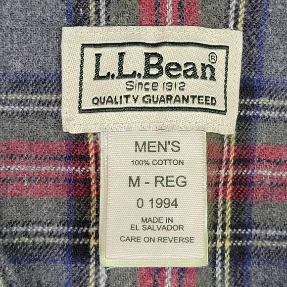 Vintage LL Bean Night Shirt Adult Medium Red Plaid Sleep Gown Flannel Mens PJs - Picture 5 of 10